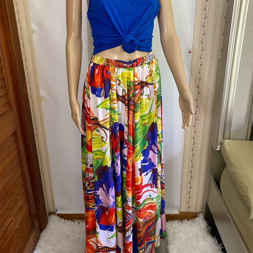 Multi color long skirt unlined